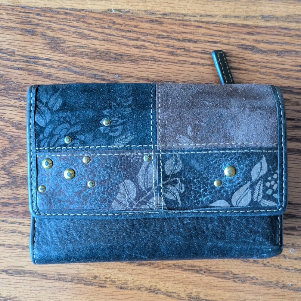 Fossil Patchwork Leather Wallet With Floral Motif